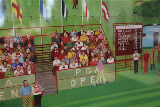 § Michael Lewis (1943-) Jack Nicklaus at the 18th hole, PGA Tour, 28.5 x 39in.